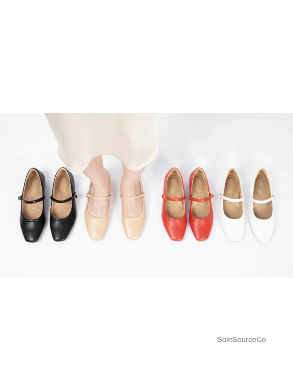 Womens Mary Jane Flats Arch Support Hidden Wedge Heel Comfort Dress Shoes
